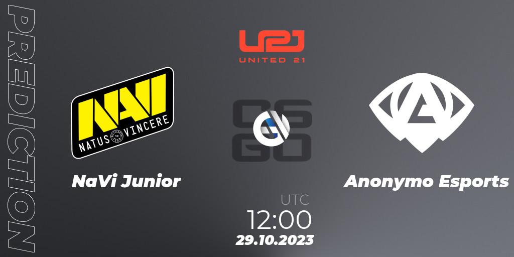 Pronóstico NaVi Junior - Anonymo Esports. 28.10.2023 at 12:00, Counter-Strike (CS2), United21 Season 7