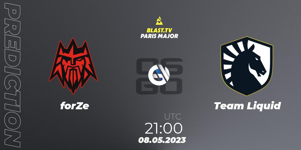 Pronóstico forZe - Team Liquid. 08.05.2023 at 19:20, Counter-Strike (CS2), BLAST Paris Major 2023 Challengers Stage
