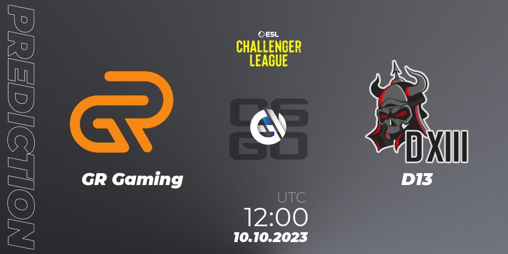 Pronóstico GR Gaming - D13. 10.10.2023 at 12:00, Counter-Strike (CS2), ESL Challenger League Season 46: Asia-Pacific