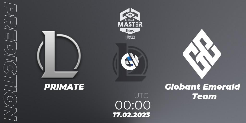 Pronóstico PRIMATE - Globant Emerald Team. 17.02.2023 at 00:00, LoL, Liga Master Opening 2023 - Group Stage