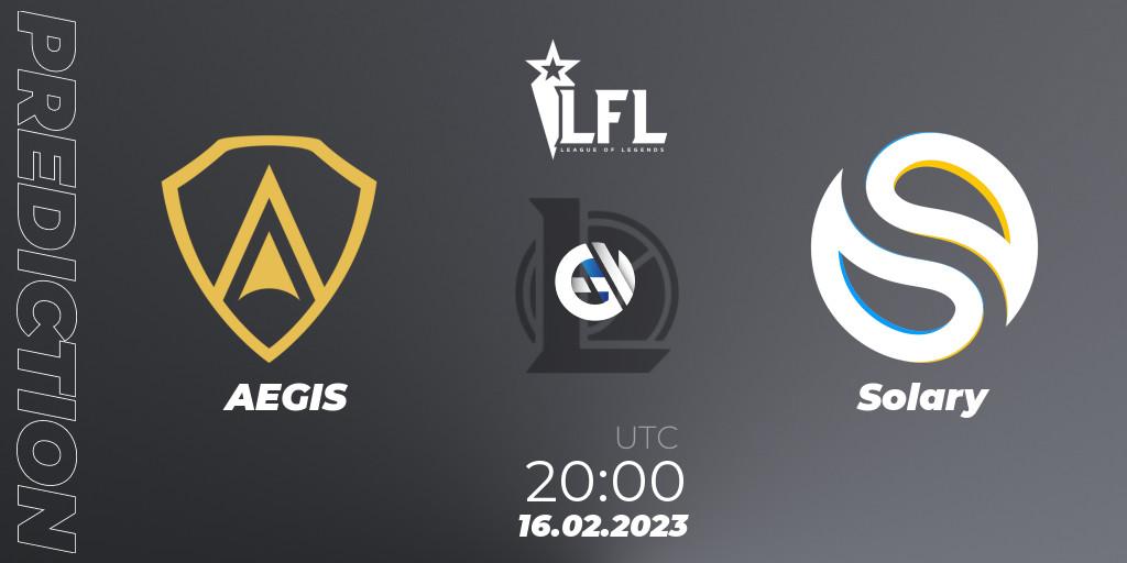 Pronóstico AEGIS - Solary. 16.02.2023 at 20:00, LoL, LFL Spring 2023 - Group Stage