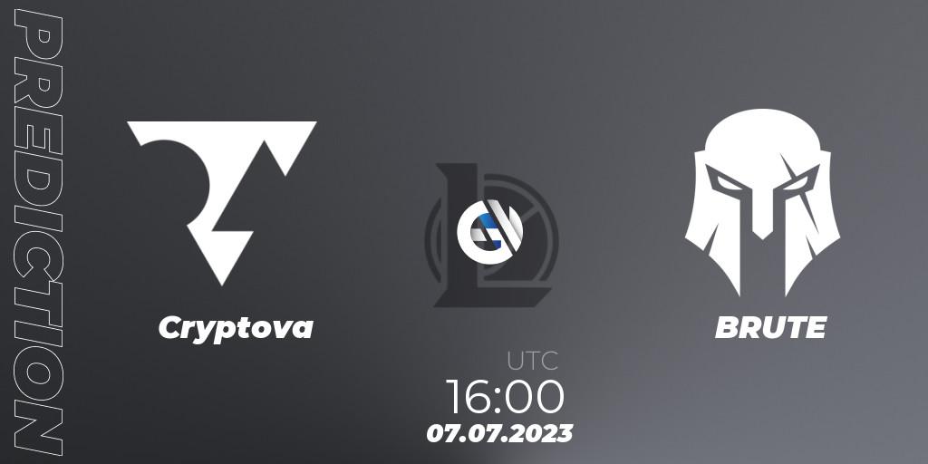 Pronóstico Cryptova - BRUTE. 13.06.2023 at 14:00, LoL, Hitpoint Masters Summer 2023 - Group Stage