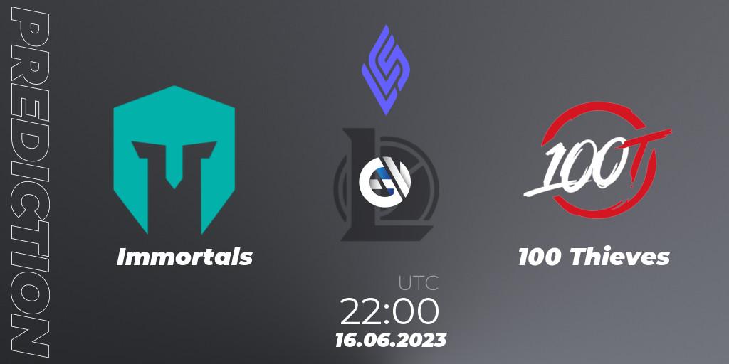 Pronóstico Immortals - 100 Thieves. 23.06.23, LoL, LCS Summer 2023 - Group Stage