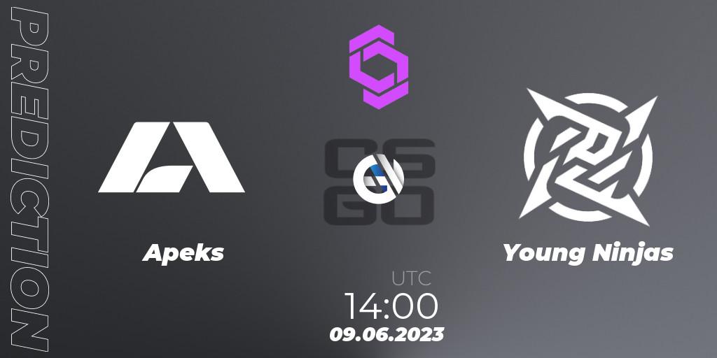 Pronóstico Apeks - Young Ninjas. 09.06.2023 at 17:00, Counter-Strike (CS2), CCT West Europe Series 4