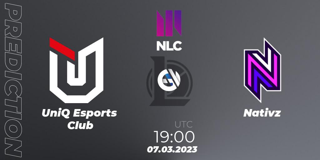 Pronóstico UniQ Esports Club - Nativz. 07.03.23, LoL, NLC 1st Division Spring 2023