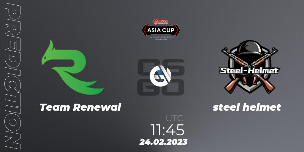 Pronóstico Team Renewal - steel helmet. 24.02.2023 at 12:10, Counter-Strike (CS2), 5E Arena Asia Cup Spring 2023 - BLAST Premier Qualifier