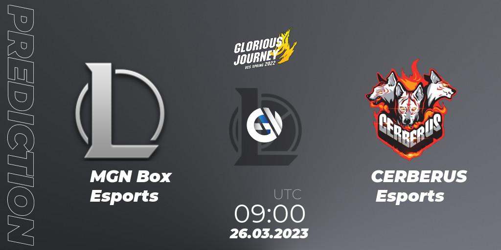 Pronóstico MGN Box Esports - CERBERUS Esports. 26.03.23, LoL, VCS Spring 2023 - Group Stage