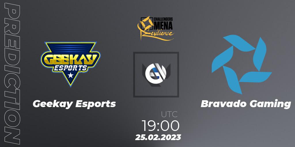 Pronóstico Geekay Esports - Bravado Gaming. 25.02.2023 at 19:00, VALORANT, VALORANT Challengers 2023 MENA: Resilience Split 1 - Levant and North Africa