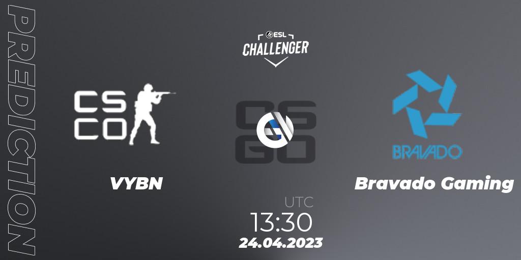 Pronóstico VYBN - Bravado Gaming. 24.04.2023 at 13:30, Counter-Strike (CS2), ESL Challenger Katowice 2023: South African Qualifier