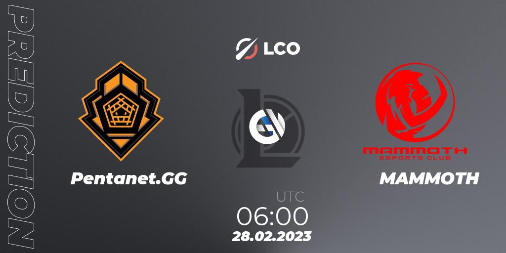 Pronóstico Pentanet.GG - MAMMOTH. 28.02.2023 at 06:00, LoL, LCO Split 1 2023 - Group Stage