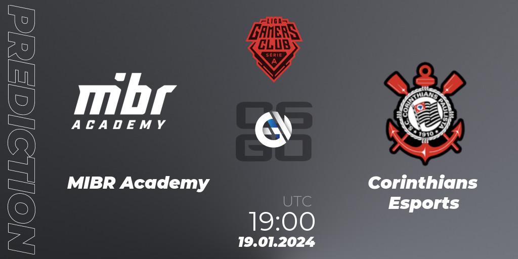 Pronóstico MIBR Academy - Corinthians Esports. 19.01.2024 at 19:00, Counter-Strike (CS2), Gamers Club Liga Série A: January 2024