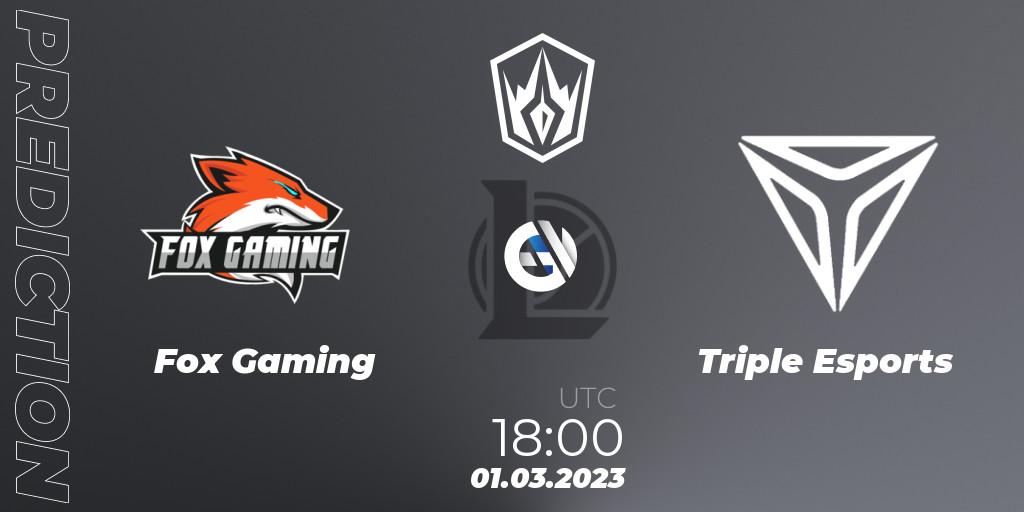 Pronóstico Fox Gaming - Triple Esports. 01.03.2023 at 18:30, LoL, Arabian League Spring 2023