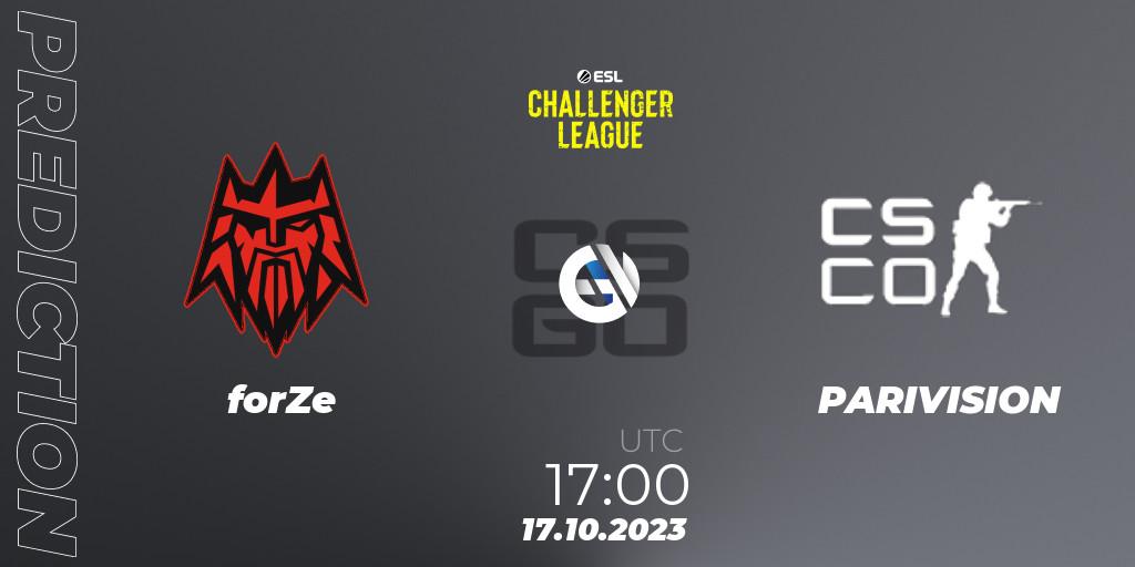 Pronóstico forZe - PARIVISION. 17.10.2023 at 17:00, Counter-Strike (CS2), ESL Challenger League Season 46: Europe