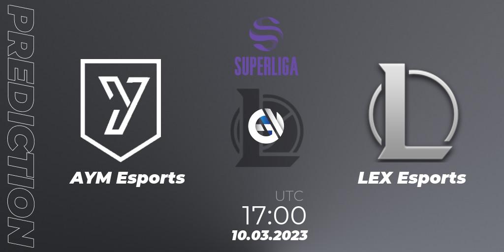 Pronóstico AYM Esports - LEX Esports. 10.03.2023 at 17:00, LoL, LVP Superliga 2nd Division Spring 2023 - Group Stage