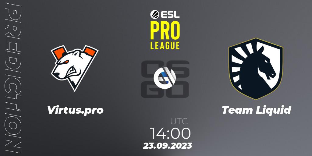 Pronóstico Virtus.pro - Team Liquid. 23.09.2023 at 15:10, Counter-Strike (CS2), ESL Pro League Season 18