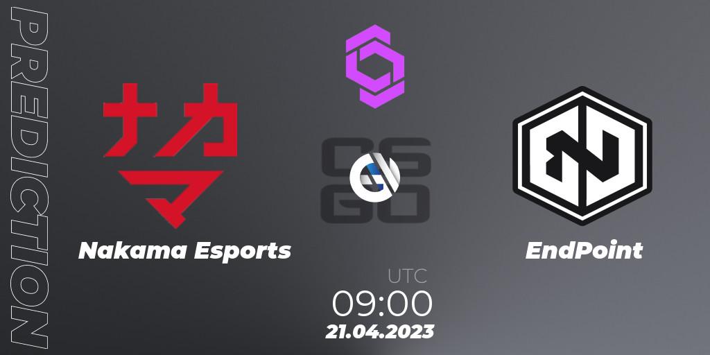 Pronóstico Nakama Esports - EndPoint. 21.04.2023 at 09:00, Counter-Strike (CS2), CCT West Europe Series #3