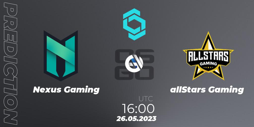 Pronóstico Nexus Gaming - allStars Gaming. 26.05.23, CS2 (CS:GO), CCT North Europe Series 5 Closed Qualifier