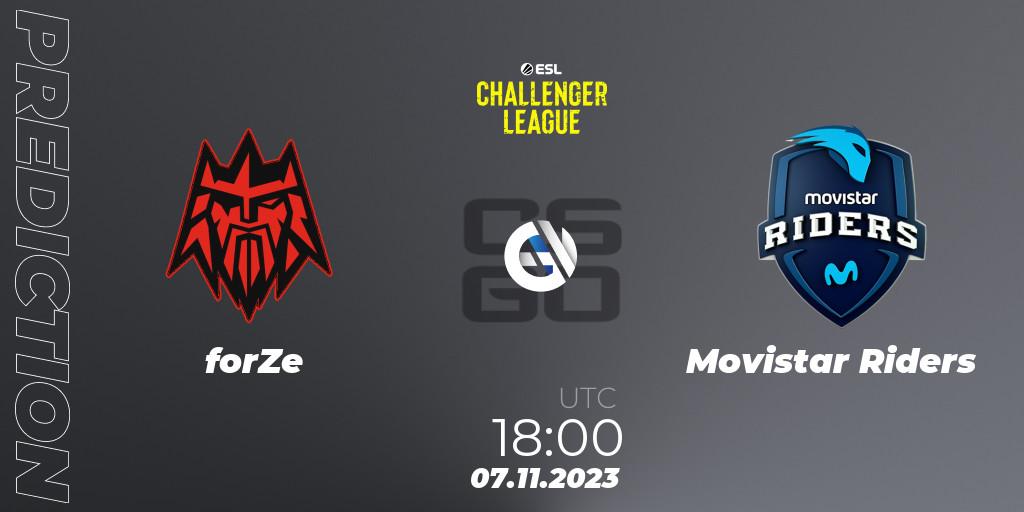 Pronóstico forZe - Movistar Riders. 07.11.2023 at 18:00, Counter-Strike (CS2), ESL Challenger League Season 46: Europe