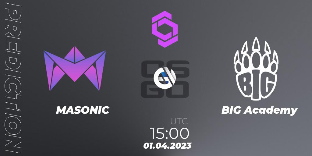 Pronóstico MASONIC - BIG Academy. 01.04.2023 at 15:00, Counter-Strike (CS2), CCT West Europe Series #3: Closed Qualifier