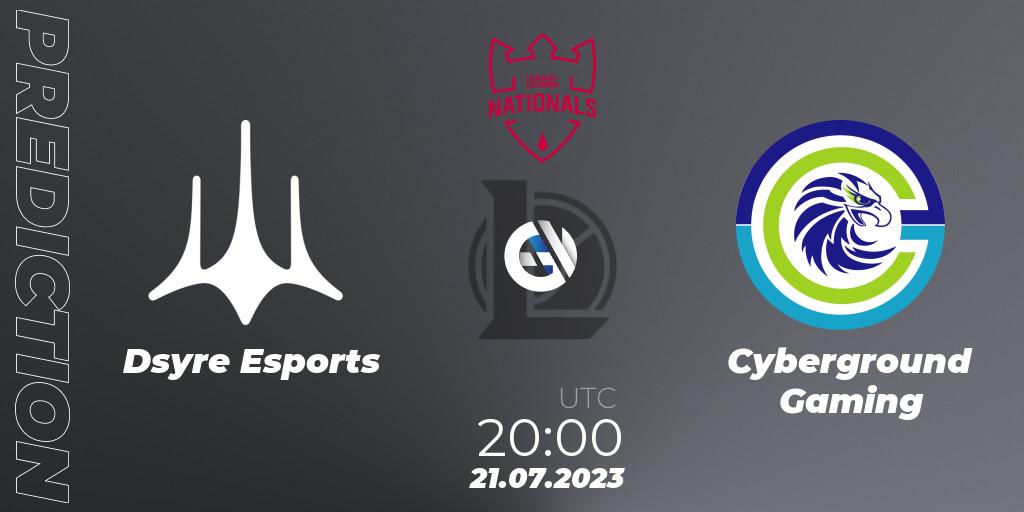 Pronóstico Dsyre Esports - Cyberground Gaming. 21.07.2023 at 20:00, LoL, PG Nationals Summer 2023