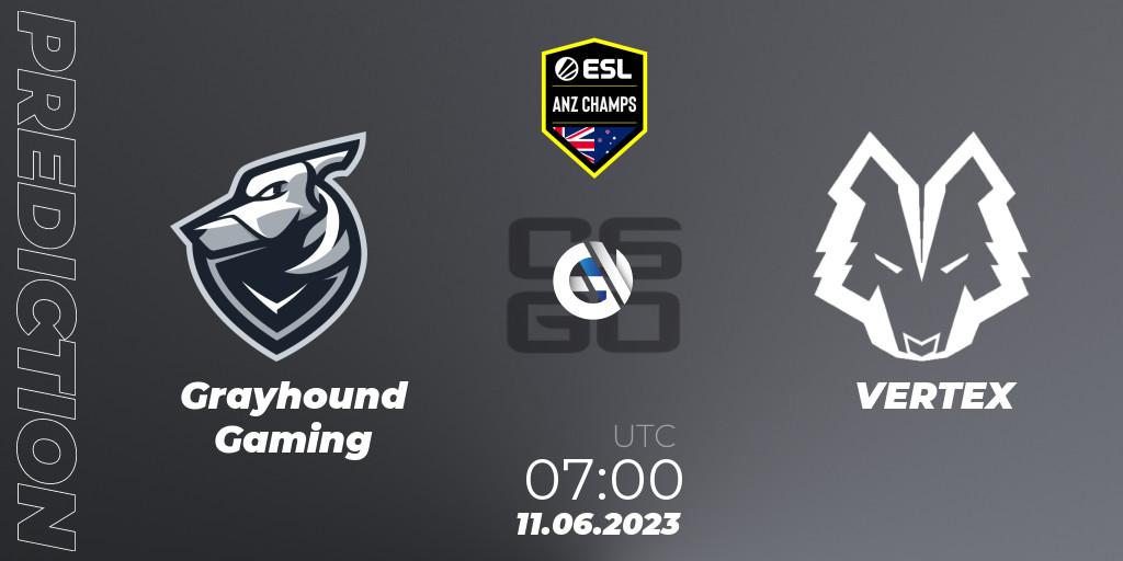 Pronóstico Grayhound Gaming - VERTEX. 11.06.2023 at 07:00, Counter-Strike (CS2), ESL ANZ Champs Season 16