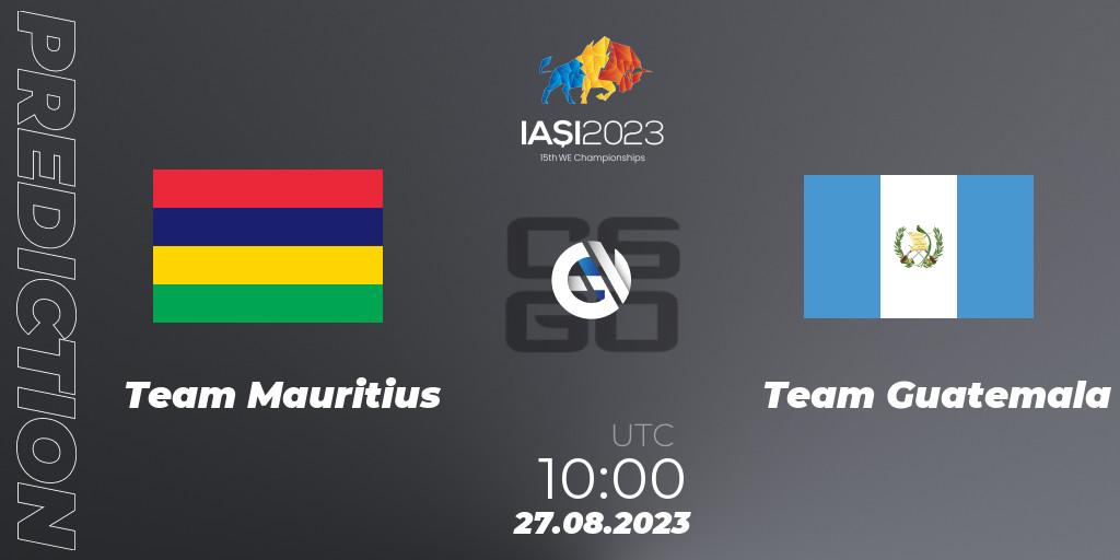 Pronóstico Team Mauritius - Team Guatemala. 27.08.2023 at 13:30, Counter-Strike (CS2), IESF World Esports Championship 2023