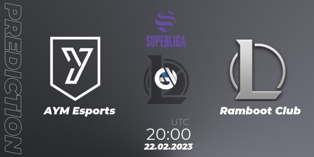 Pronóstico AYM Esports - Ramboot Club. 22.02.2023 at 20:00, LoL, LVP Superliga 2nd Division Spring 2023 - Group Stage