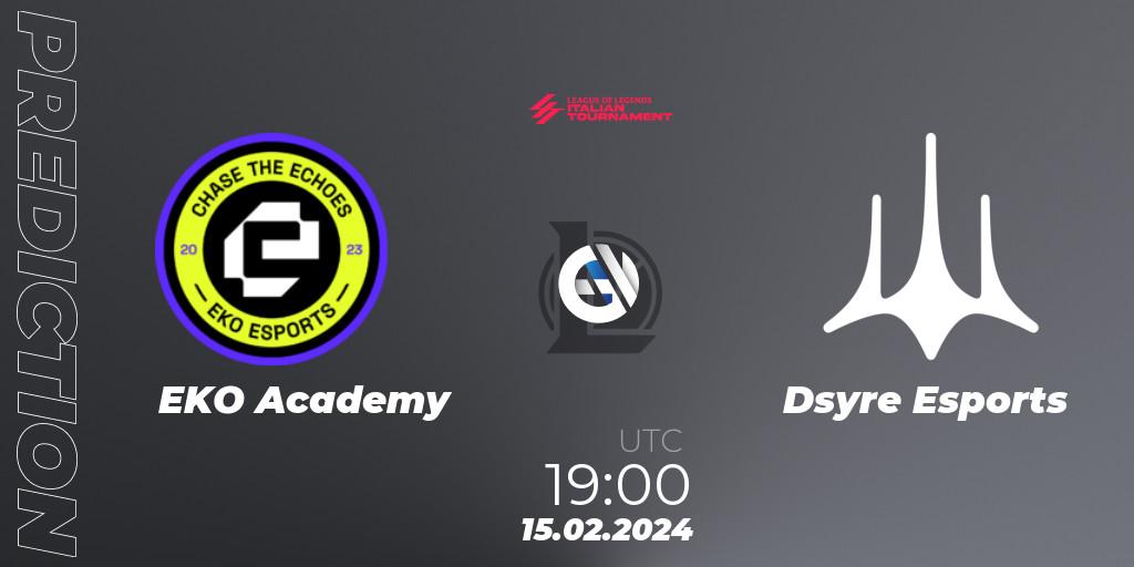 Pronóstico EKO Academy - Dsyre Esports. 15.02.2024 at 19:00, LoL, LoL Italian Tournament Spring 2024
