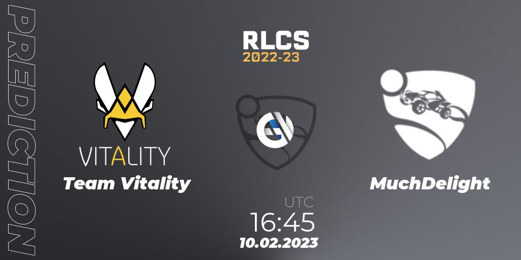 Pronóstico Team Vitality - MuchDelight. 10.02.2023 at 16:45, Rocket League, RLCS 2022-23 - Winter: Europe Regional 2 - Winter Cup