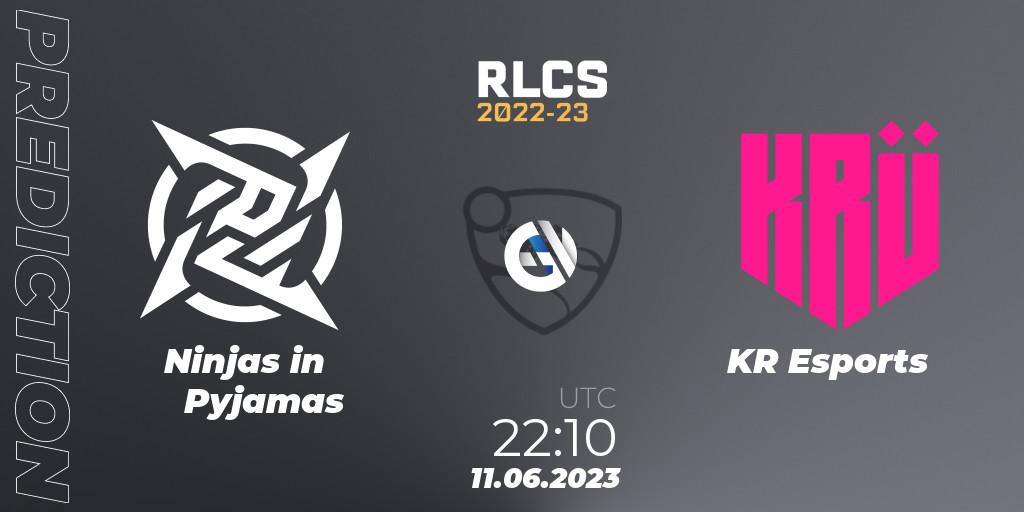 Pronóstico Ninjas in Pyjamas - KRÜ Esports. 11.06.2023 at 22:10, Rocket League, RLCS 2022-23 - Spring: South America Regional 3 - Spring Invitational