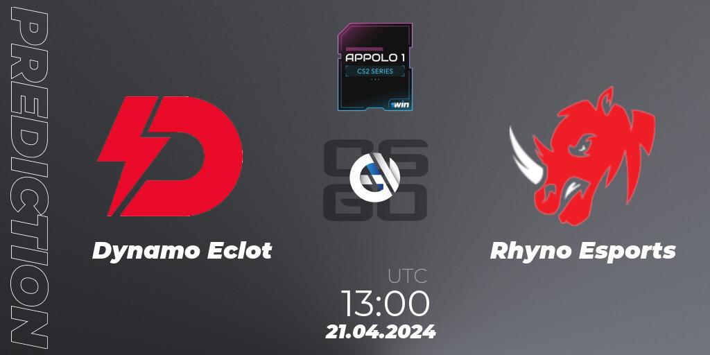 Pronóstico Dynamo Eclot - Rhyno Esports. 21.04.24, CS2 (CS:GO), Appolo1 Series: Phase 1