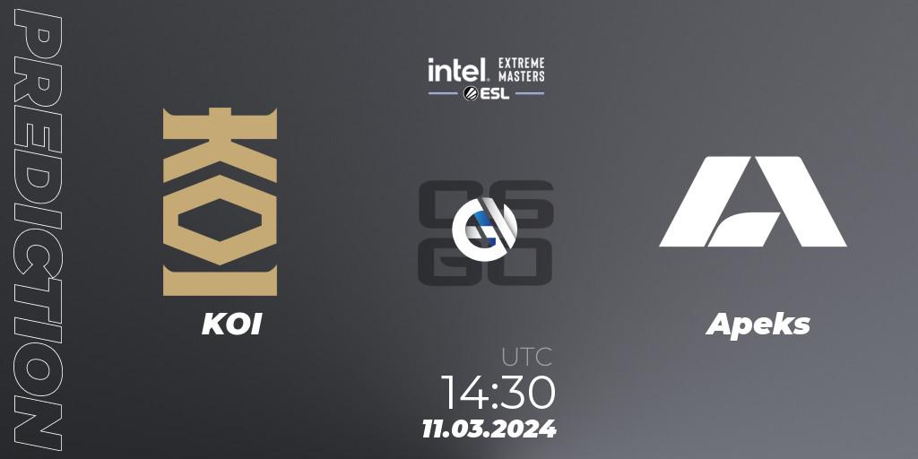 Pronóstico KOI - Apeks. 11.03.24, CS2 (CS:GO), Intel Extreme Masters Dallas 2024: European Closed Qualifier