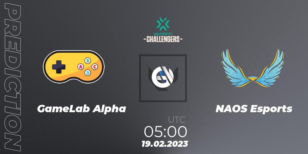 Pronóstico GameLab Alpha - NAOS Esports. 19.02.2023 at 05:00, VALORANT, VALORANT Challengers 2023: Philippines Split 1