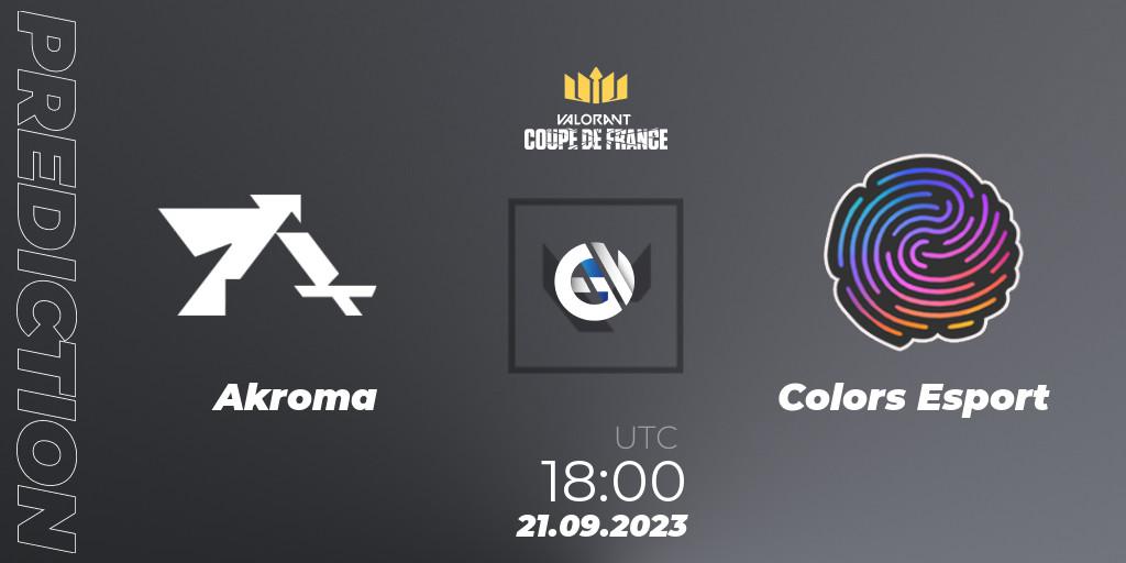 Pronóstico Akroma - Colors Esport. 21.09.2023 at 18:00, VALORANT, VCL France: Revolution - Coupe De France 2023