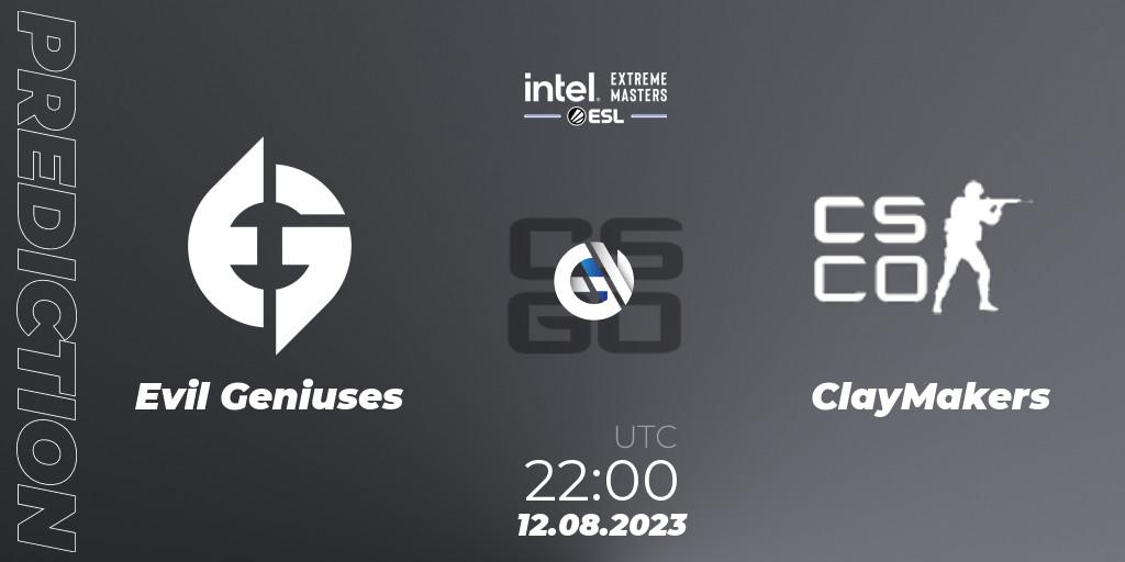 Pronóstico Evil Geniuses - ClayMakers. 12.08.2023 at 22:00, Counter-Strike (CS2), IEM Sydney 2023 North America Open Qualifier 2