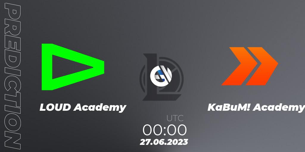 Pronóstico LOUD Academy - KaBuM! Academy. 27.06.2023 at 00:15, LoL, CBLOL Academy Split 2 2023 - Group Stage