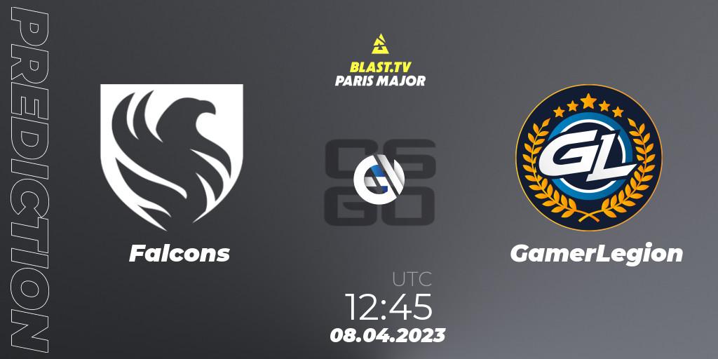 Pronóstico Falcons - GamerLegion. 08.04.2023 at 11:50, Counter-Strike (CS2), BLAST.tv Paris Major 2023 Europe RMR A