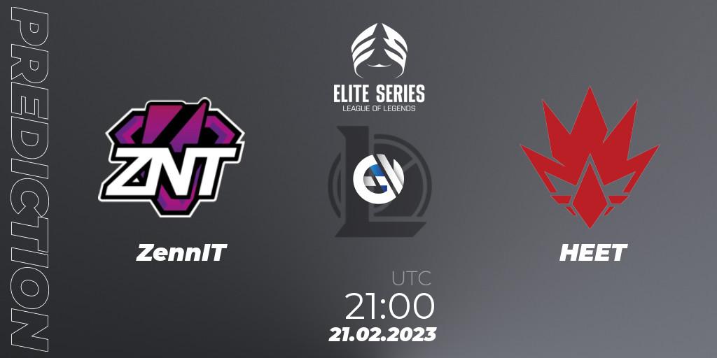 Pronóstico ZennIT - HEET. 21.02.2023 at 21:00, LoL, Elite Series Spring 2023 - Group Stage