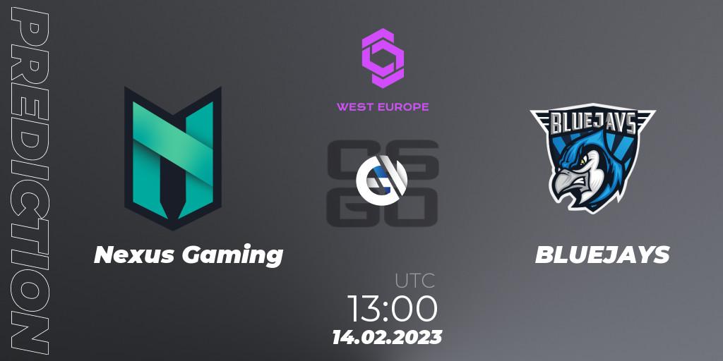 Pronóstico Nexus Gaming - BLUEJAYS. 14.02.23, CS2 (CS:GO), CCT West Europe Series #1