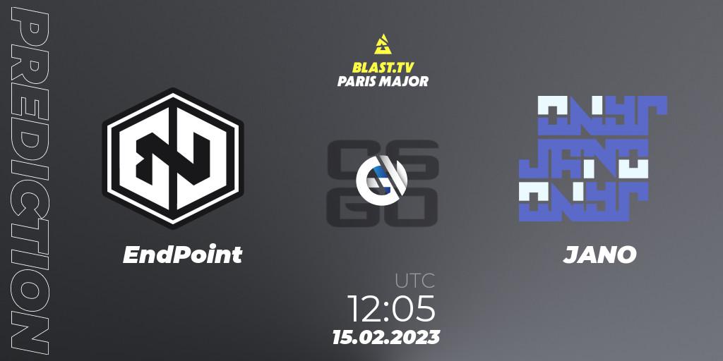 Pronóstico EndPoint - JANO. 15.02.2023 at 12:05, Counter-Strike (CS2), BLAST.tv Paris Major 2023 Europe RMR Open Qualifier 2