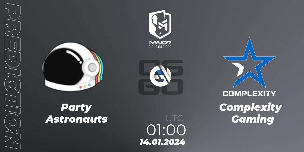 Pronóstico Party Astronauts - Complexity Gaming. 14.01.24, CS2 (CS:GO), PGL CS2 Major Copenhagen 2024 North America RMR Closed Qualifier
