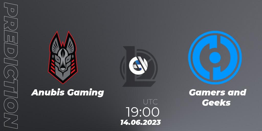 Pronóstico Anubis Gaming - Gamers and Geeks. 14.06.2023 at 19:00, LoL, Arabian League Summer 2023 - Group Stage
