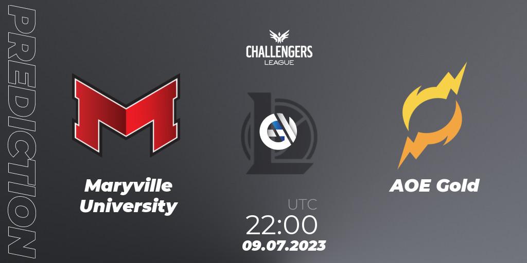 Pronóstico Maryville University - AOE Gold. 09.07.2023 at 22:00, LoL, North American Challengers League 2023 Summer - Group Stage