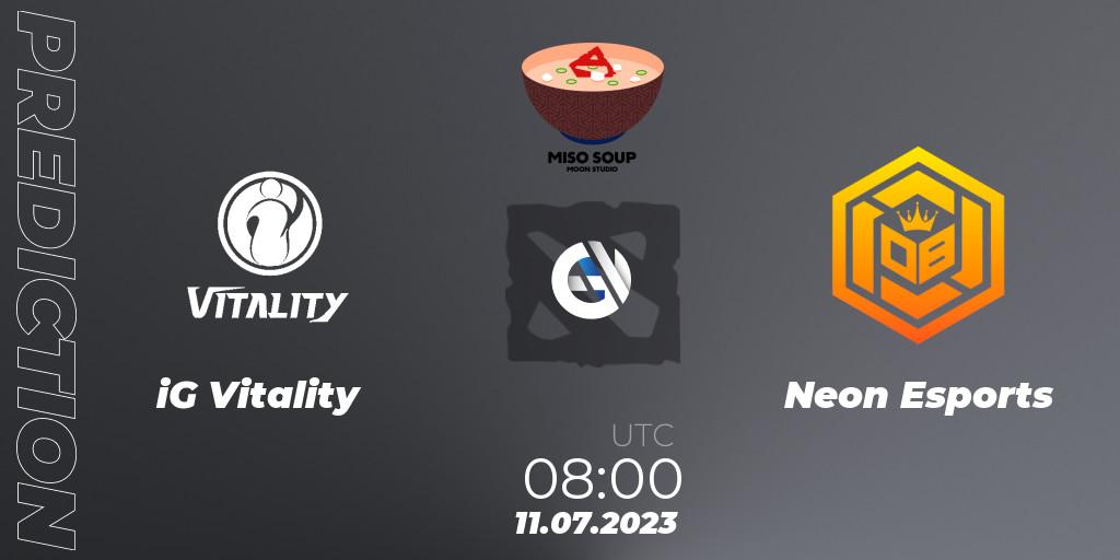 Pronóstico iG Vitality - Neon Esports. 11.07.2023 at 06:06, Dota 2, Moon Studio Miso Soup