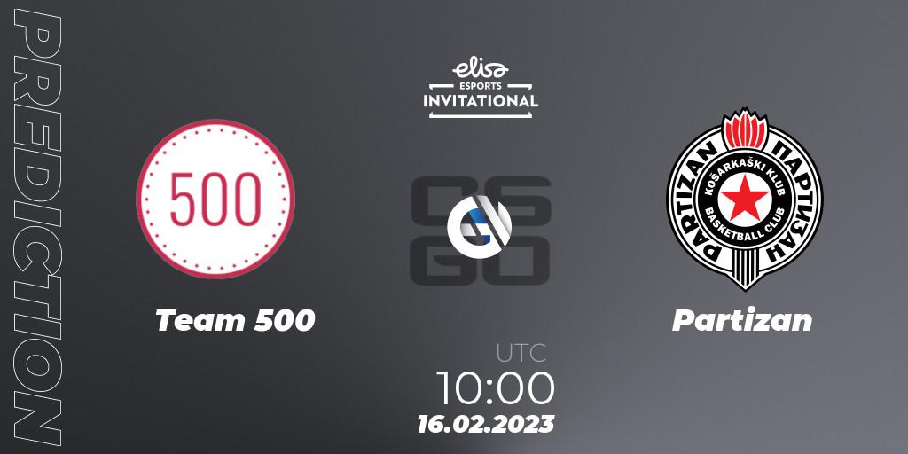 Pronóstico Team 500 - Partizan. 15.02.2023 at 10:00, Counter-Strike (CS2), Elisa Invitational Winter 2023