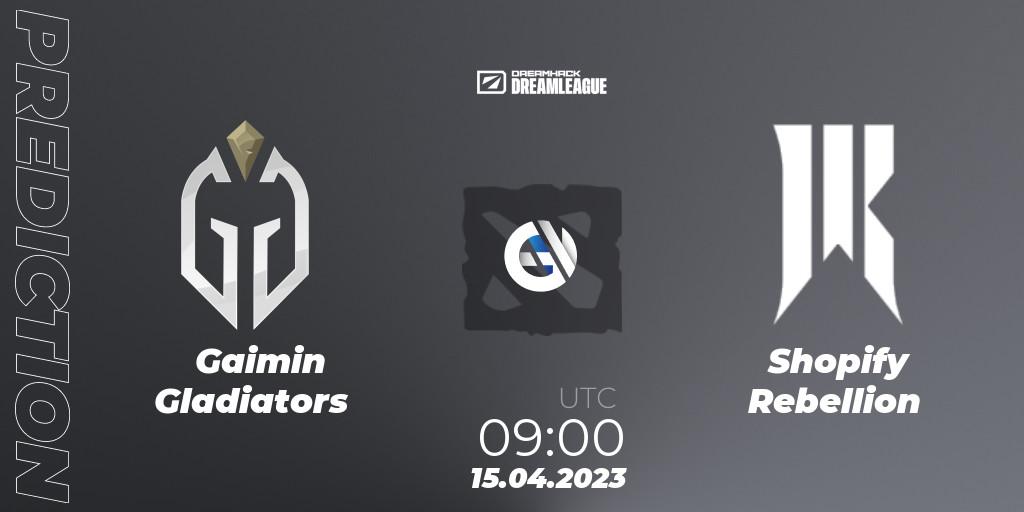 Pronóstico Gaimin Gladiators - Shopify Rebellion. 15.04.2023 at 08:55, Dota 2, DreamLeague Season 19 - Group Stage 2
