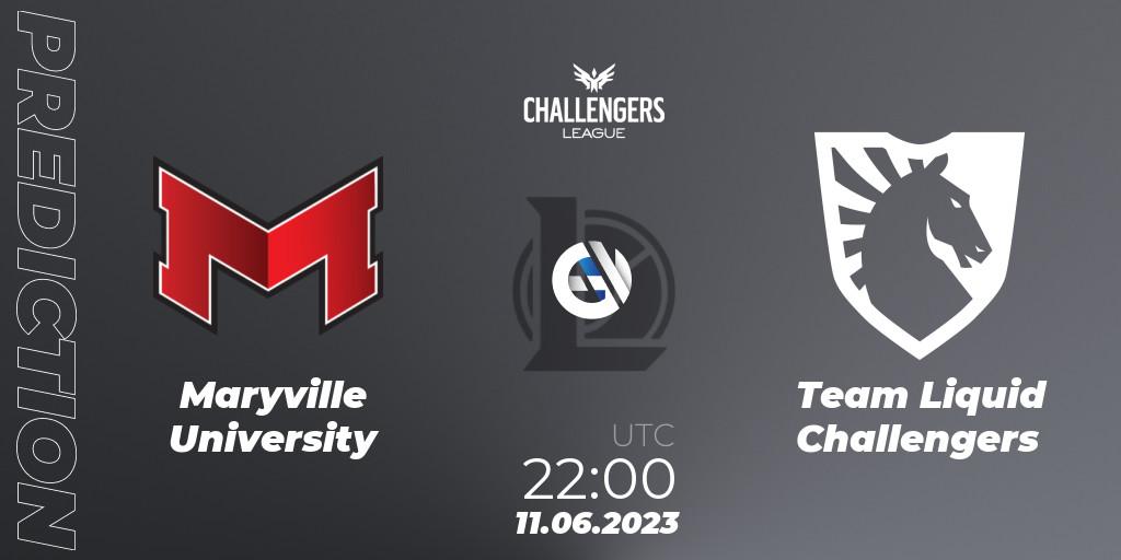 Pronóstico Maryville University - Team Liquid Challengers. 11.06.2023 at 22:00, LoL, North American Challengers League 2023 Summer - Group Stage