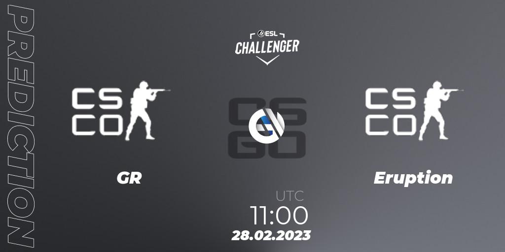Pronóstico GR Gaming - Eruption. 28.02.2023 at 11:00, Counter-Strike (CS2), ESL Challenger Melbourne 2023 Asia Open Qualifier
