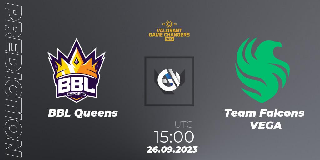 Pronóstico BBL Queens - Team Falcons VEGA. 26.09.2023 at 15:00, VALORANT, VCT 2023: Game Changers EMEA Stage 3 - Group Stage