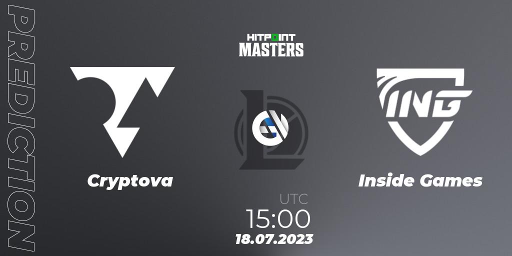 Pronóstico Cryptova - Inside Games. 23.06.2023 at 14:00, LoL, Hitpoint Masters Summer 2023 - Group Stage